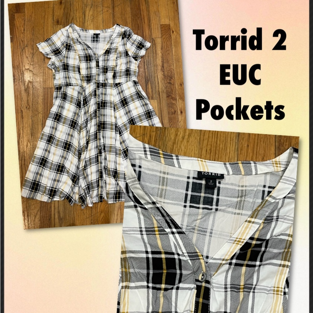 Plaid midi dress with pockets